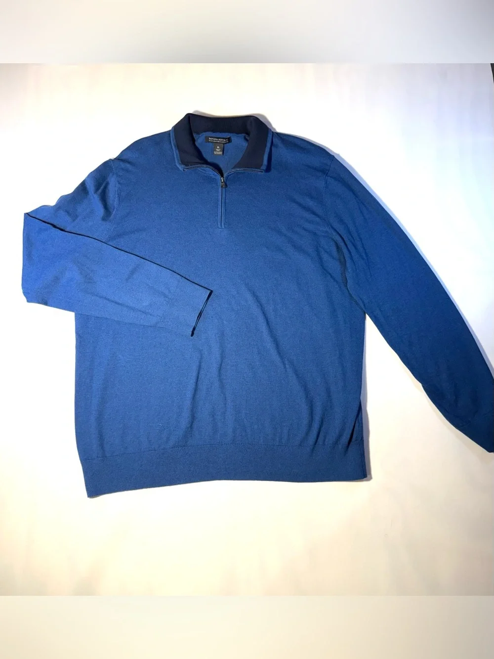 Banana Republic Pima Cotton Cashmere 1/4 Zip Sweater Blue Men’s XL